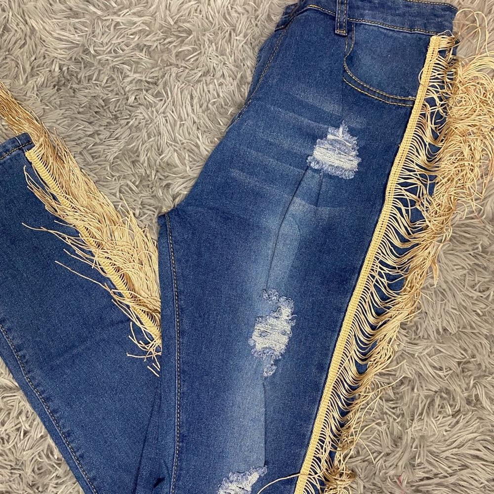 Fringe Ripped Jeans